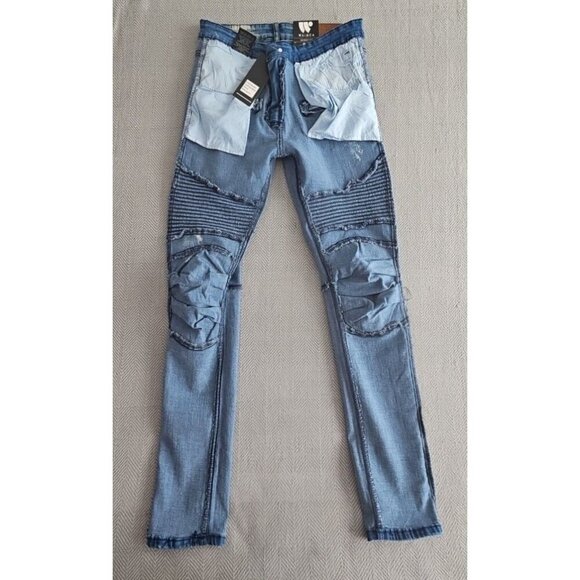 Waimea Jeans Men's Size W32 L32 Slim Fit Light Blue Moto Biker Y2K Style M4249DF - Picture 8 of 16
